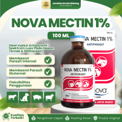 NOVA MECTIN 1% 100 ML ANOVA – Anti Ektoparasit, Endoparasit, Cacingan Dan Kutu Pada Hewan Ternak.