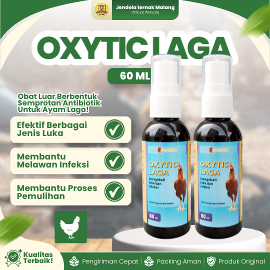 OXYTIC LAGA 60 ML BY MEDION - Spray Untuk Luka Infeksi Hewan Ayam Laga.