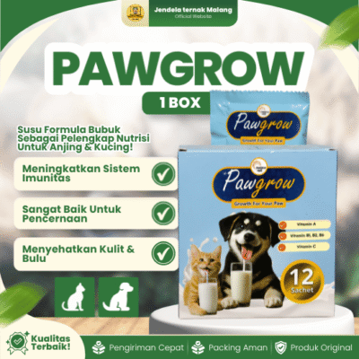 PAWGROW 1 BOX ISI 12 SACHET – Susu Formula Kambing Etawa Untuk Anjing Dan Kucing Bernutrisi.