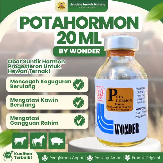 POTAHORMON 20 ML by WONDER – Membantu Gangguan Reproduksi Pada Hewan Sapi, Kambing, Domba, Babi.