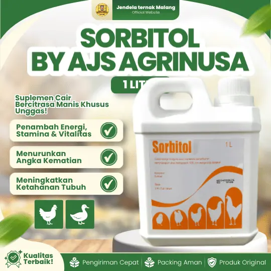 SORBITOL 1 LITER BY AJS AGRINUSA – Suplemen Penambah Energi Untuk DOC Unggas Lainnya.
