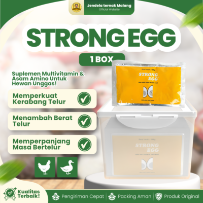 STRONG EGG 100 GRAM 1 BOX (10 SACHET) – Vitamin Peningkat Berat, Penguat Dan Memperbesar Telur.