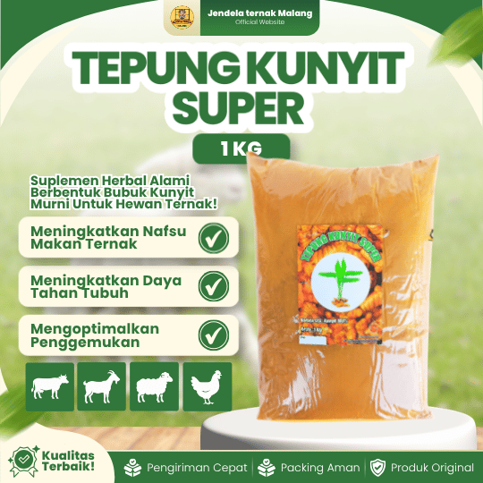 TEPUNG KUNYIT SUPER 1 KG BY UNGGAS JAYA - Suplemen Herbal Meningkatkan Kesehatan Hewan Ternak.