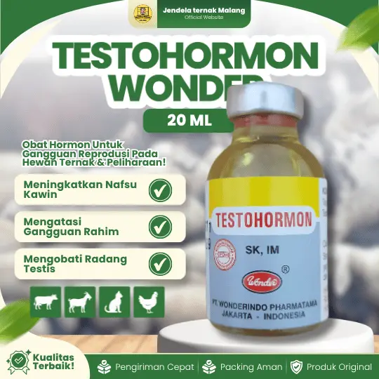 TESTOHORMON 20 ML WONDER – Mengatasi Gangguan Dan Memperbaiki Reproduksi Hewan.