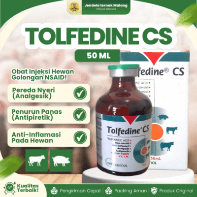 TOLFEDINE CS 50 ML – Pereda Nyeri, Anti Radang, Infeksi Dan Mastitis Hewan Ternak.