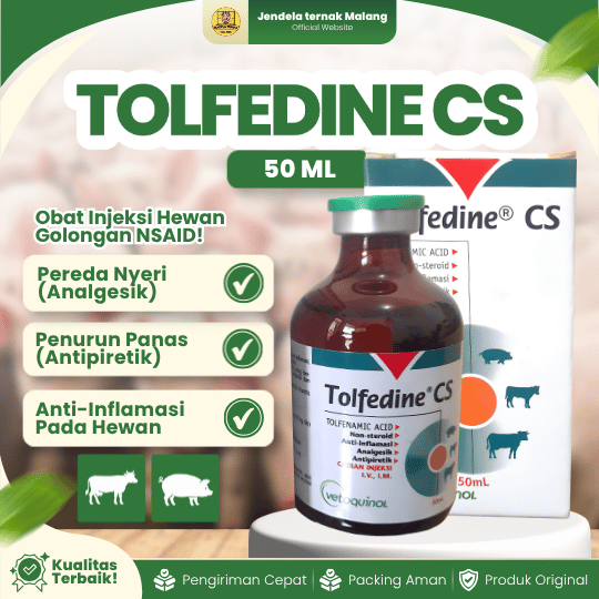 TOLFEDINE CS 50 ML - Pereda Nyeri, Anti Radang, Infeksi Dan Mastitis Hewan Ternak.
