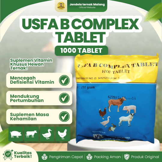 USFA B COMPLEX 1000 TABLET - Vitamin Untuk Pertumbuhan, Produksi Dan Selera Makan Hewan Ternak dan Unggas.