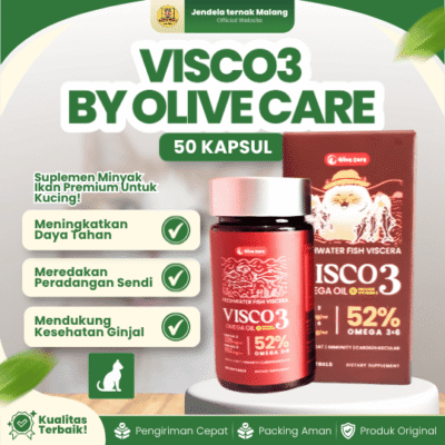 VISCO3 ISI 50 KAPSUL BY OLIVE CARE – Minyak Ikan Berkualitas Untuk Kucing Yang Tinggi Omega.