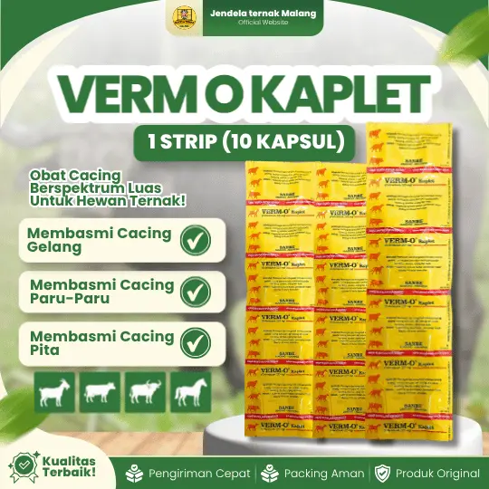 VERM O KAPLET ( 1 STRIP ISI 10 KAPLET) – Ampuh Mencegah Cacing Untuk Kambing, Sapi, Kerbau Dan Kuda.