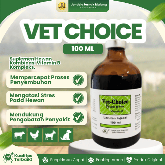 VET CHOICE 100 ML - Vitamin C Dan B Complex, Mempercepat Kesembuhan Dan Mengatasi Stress.