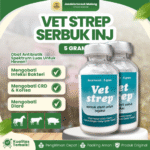 VET STREP SERBUK INJ 5 GRAM – Untuk Infeksi Pernapasan, Snot, Pilek, Korisa, Muka Bengkak Pada Hewan