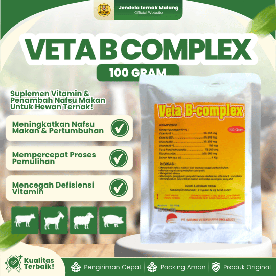 VETA B COMPLEX 100 GRAM - Vitamin B Komplek Dan Penambah Selera Makan Untuk Hewan Ternak.