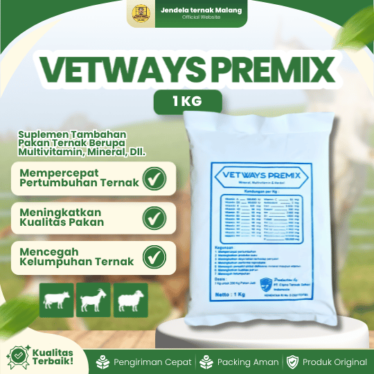 VETWAYS PREMIX 1 KG - Multivitamin, Mineral Dan Meningkatkan Berat Badan Lengkap Untuk Hewan Ternak.