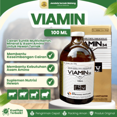 VIAMIN 100 ML – Vitamin Asam Amino Pelengkap Untuk Pemulihan Hewan Ternak.