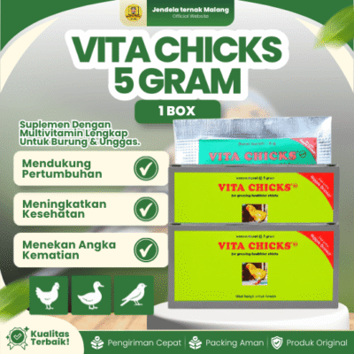 VITA CHICK 5 GRAM 1 DUS (40SACHET) – Vitamin Pertumbuhan Anak Ayam Burung Unggas Vita Chicks