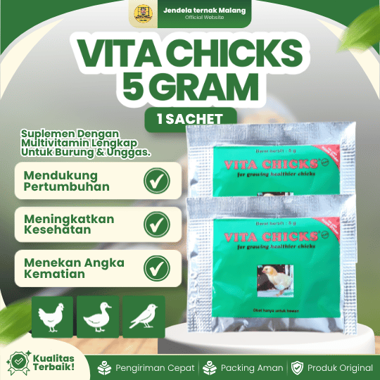 VITA CHICKS 5 GRAM BY MEDION - Vitamin Pertumbuhan Ayam, Burung Dan Unggas.