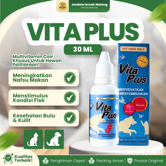 VITA PLUS 30 ML - Vitamin Nafsu Makan Anjing, Kucing Dan Unggas.