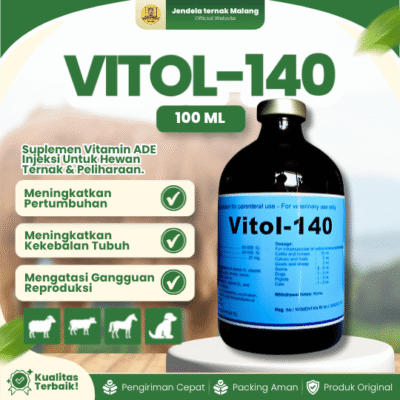 VITOL-140 100 ML- Vitamin AD3E Untuk Memperbaiki Dan Meningkatkan Produktivitas & Fertilitas Hewan Ternak.