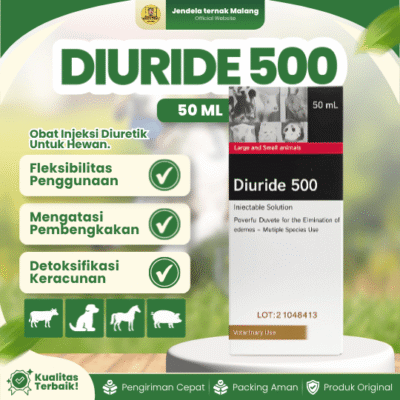 DIURIDE 500 ISI 50 ML BY AGROVET – Furosemide DIURETIK Edema & Hipertensi Hewan Ternak.