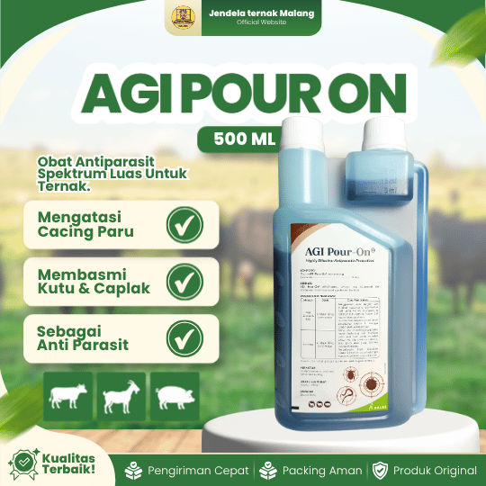 AGI POUR ON 500 ML KALBE - Untuk Masalah Parasit Pada Hewan Ternak sapi, kambing, domba, dan babi Tetes Punggung