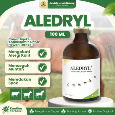 ALEDRYL 100 ML – Untuk Masalah Alergi Pada Ternak Sapi Kuda Kambing