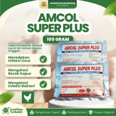 AMCOL SUPER PLUS 100 GRAM M2P – Mengatasi Masalah Perncernaan & Pernafasan Pada Unggas.
