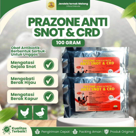 PRAZONE ANTI SNOT & CRD SERBUK 100 GRAM RAID-ALL - Untuk Masalah Pada unggas Ayam Bebek