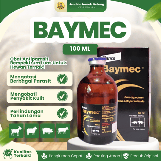 BAYMEC 100 ML – Mengatasi Ek,to,para,sit & En,do,para,sit Untuk Hewan Ternak.