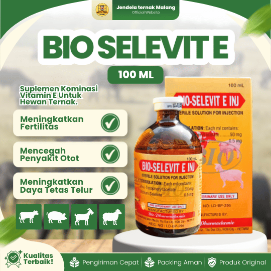 BIO SELEVIT E 100 ML - Vitamin Mengatasi Defisiensi Dan Meningkatkan Produktivitas Hewan Ternak.