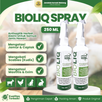 BIOLIQ SPRAY 250 ML – Spray PMK & Mengatasi Berbagai Macam Penyakit Kulit Untuk Semua Hewan.