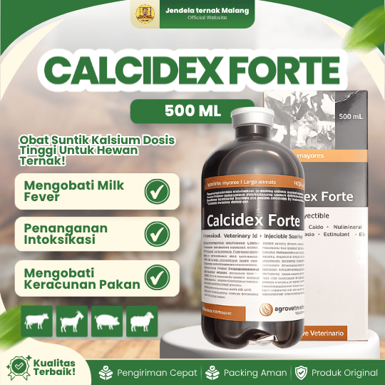 Calcidex Forte 500ml - Untuk Ketosis Sapi Ambruk Milk Fever Bagi Ternak