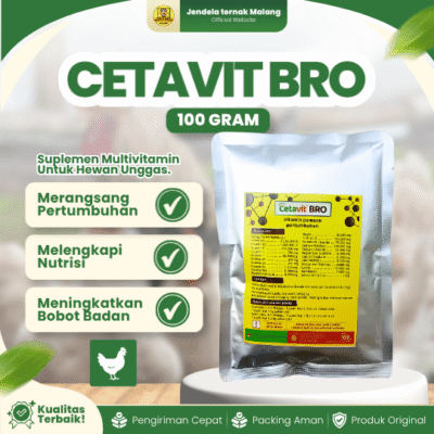 CETAVIT BRO 100 GRAM – Vitamin Untuk Pertumbuhan & Penggemuk  Ayam Broiler Ayam Pedaging Unggas