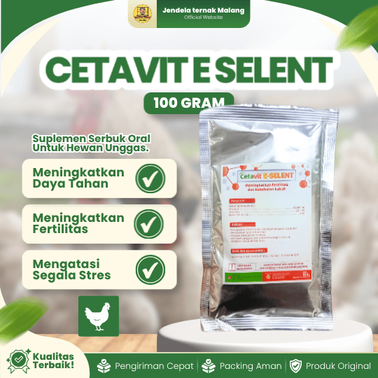 CETAVIT E SELENT 100 GRAM - Vitamin E Selenium Untuk Kekebalan Ternak Ayam Unggas
