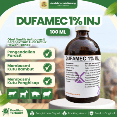DUFAMEC 1% INJ 100 ML – Ampuh Untuk Kutu, Gatal & Segala Jenis Cacingan Pada Hewan Ternak.