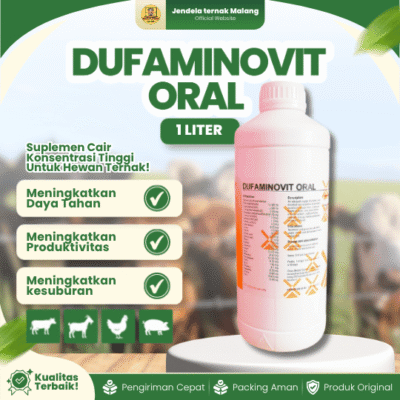DUFAMINOVIT ORAL 1 LITER – Multivitamin Lengkap & Konsentrasi Tinggi Untuk Hewan Ternak & Unggas.