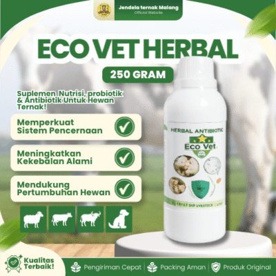 ECO VET HERBAL 250 ML – Vitamin Peningkat Kesehatan, Kekebalan & Sistem Pencernaan Kuat Pada Hewan.