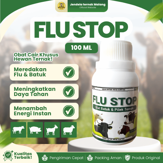 FLU STOP 100 ML - Ampuh Mengatasi Flu, Batuk & Pilek Pada Hewan Ternak.