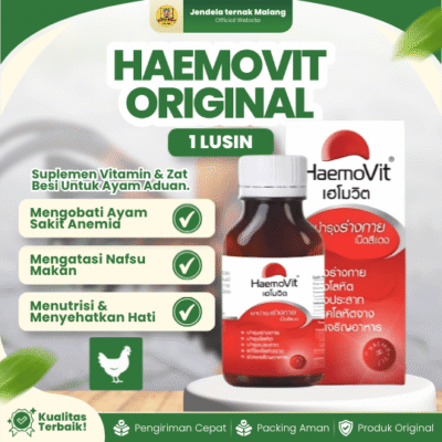 HAEMOVIT 1 LUSIN (ISI 12 BOTOL) – Vitamin Untuk Meningkatkan Stamina, Semangat dan Kekuatan Ayam