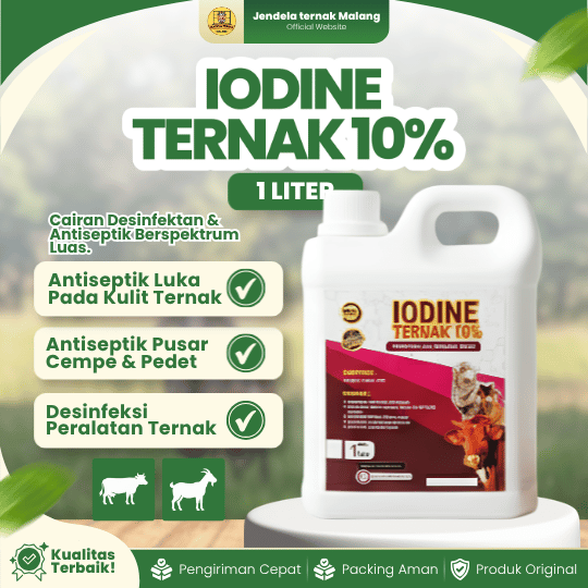 IODINE TERNAK 10% 1 LITER BY VETWAYS - Desinfektan & Antiseptik Peralatan, Ambing, Luka Ternak.
