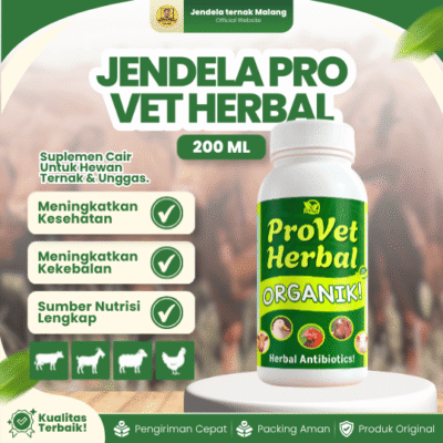 JENDELA PRO VET HERBAL 200 ML – Growth Promotor Untuk Meningkatkan Kesehatan Hewan.