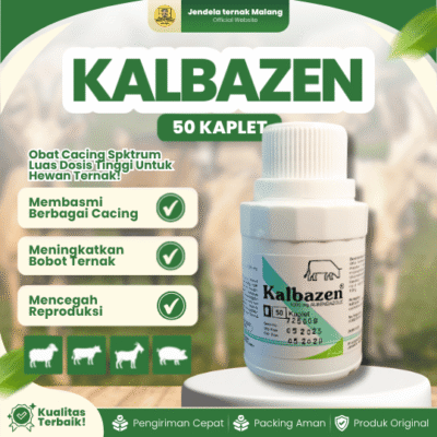 KALBAZEN ISI 50 KAPLET – Mengatasi Segala Jenis Cacing Pada Hewan Ternak.