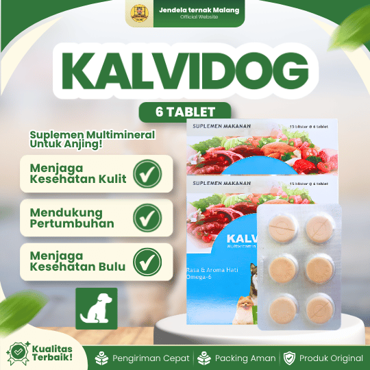 KALVIDOG 1 BLISTER 6 TABLET - Vitamin Anjing Penggemuk Nafsu Makan Tingkatkan Kesehatan & Bulu Lebat