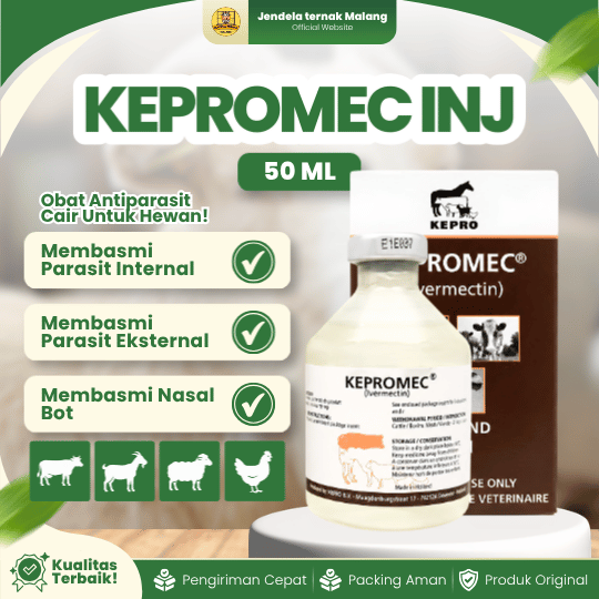 KEPROMEC INJ 50 ML - Atasi Cacingan, Gudik, Scabies & Kutu Hewan Ternak.