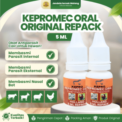KEPROMEC ORAL 5 ML ORIGINAL REPACK – Untuk Cacingan, Kutu, Kudis & Scabies Ampuh Untuk Hewan.