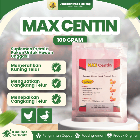 MAX CENTIN 100 GRAM - Untuk Pemerah Kuning & Menebalkan Cangkang Pada Telur Ayam & Bebek