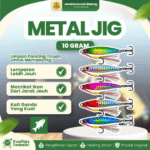 METAL JIG 10 GRAM LENGKAP – Umpan Pancing Assist & Treble Hook Efektif Menarik Ikan.
