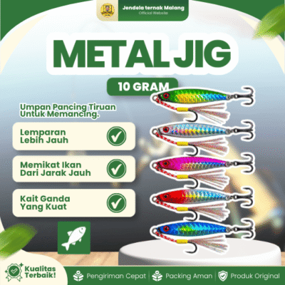 METAL JIG 10 GRAM LENGKAP – Umpan Pancing Assist & Treble Hook Efektif Menarik Ikan.