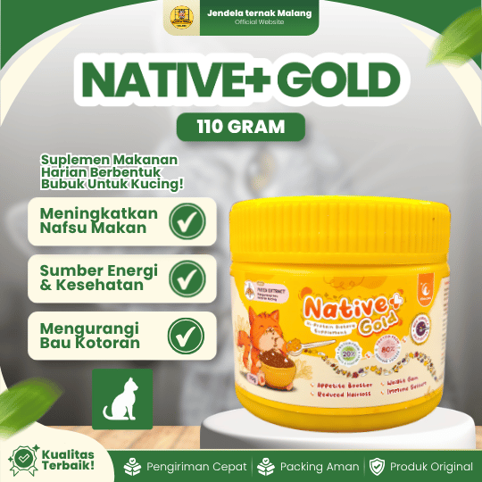 NATIVE+ GOLD 110 GRAM BY OLIVE CARE - Vitamin Protein Tinggi Berkualitas Untuk Kucing.