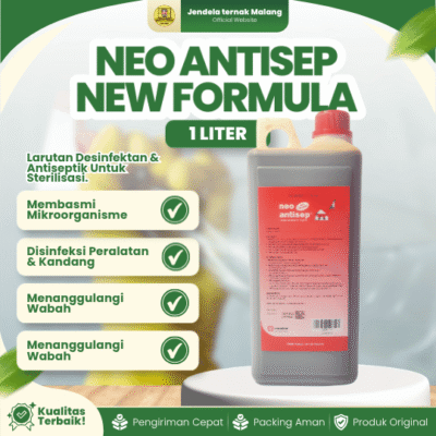NEO ANTISEP 1 LITER NEW FORMULA BY MEDION – New Formula Desinfektan Iodine Untuk Kandang & Peralatan ternak.