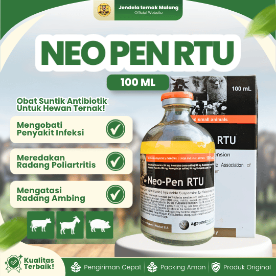 NEO PEN RTU 100 ML - Untuk Mengatasi Saluran Pernafasan & Pencernaan Hewan Ternak.